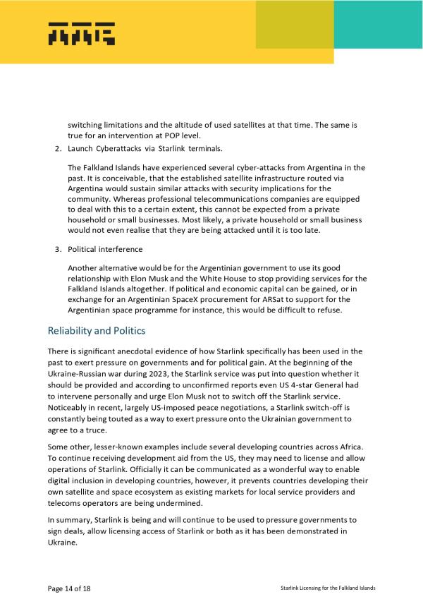 TTP Starlink Licensing for the Falkland Islands Paper Final page 14
