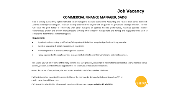 Commercial Finance job june 2027
